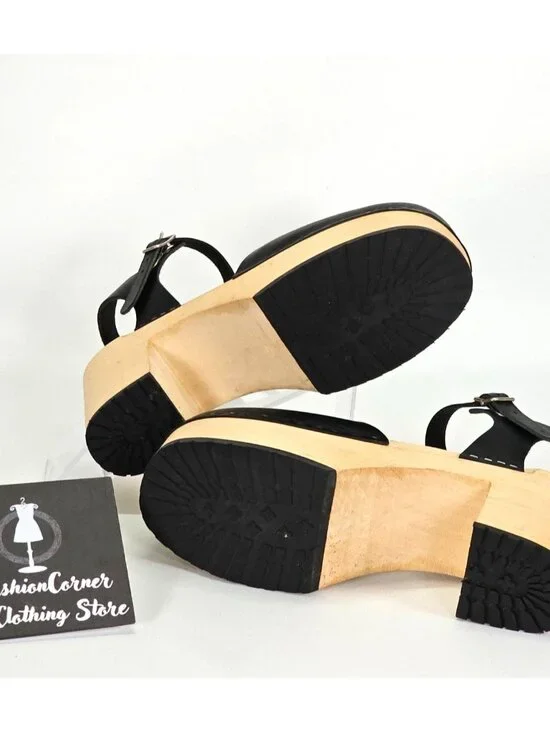 Hasbeen Women's Black Wooden Swedish Krillan Heels Size 41 (10.5) 1865 - Picture 13 of 16